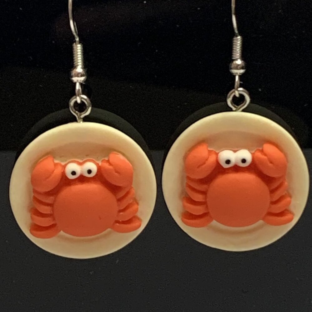 Crab Earring, Funny Food Earring, Silly Earring, Gift Idea, Seafood Earring, Sea